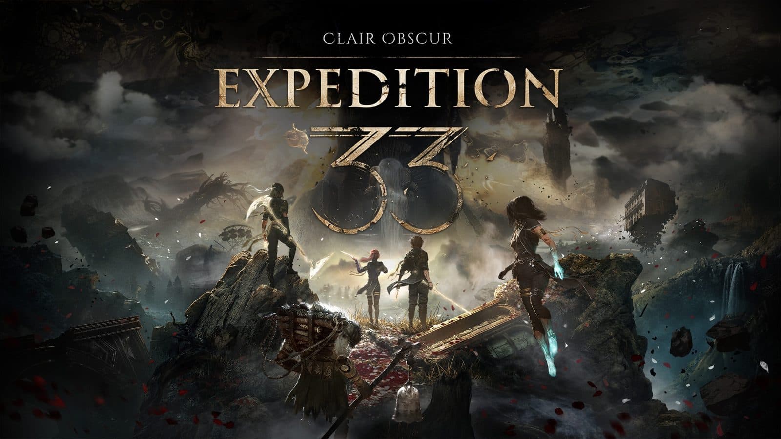 Key art from Clair Obscur: Expedition 33, the expedition crossing a ruined landscape